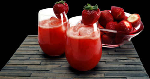 Strawberry Drinksand Fresh Fruit PNG