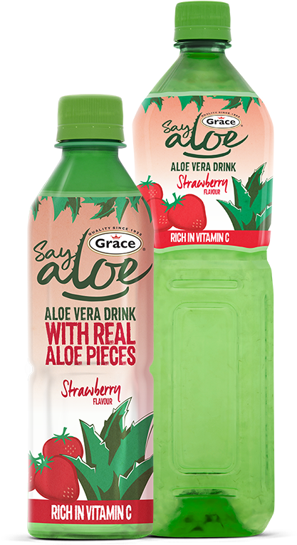 Strawberry Flavored Aloe Vera Drink Bottles PNG