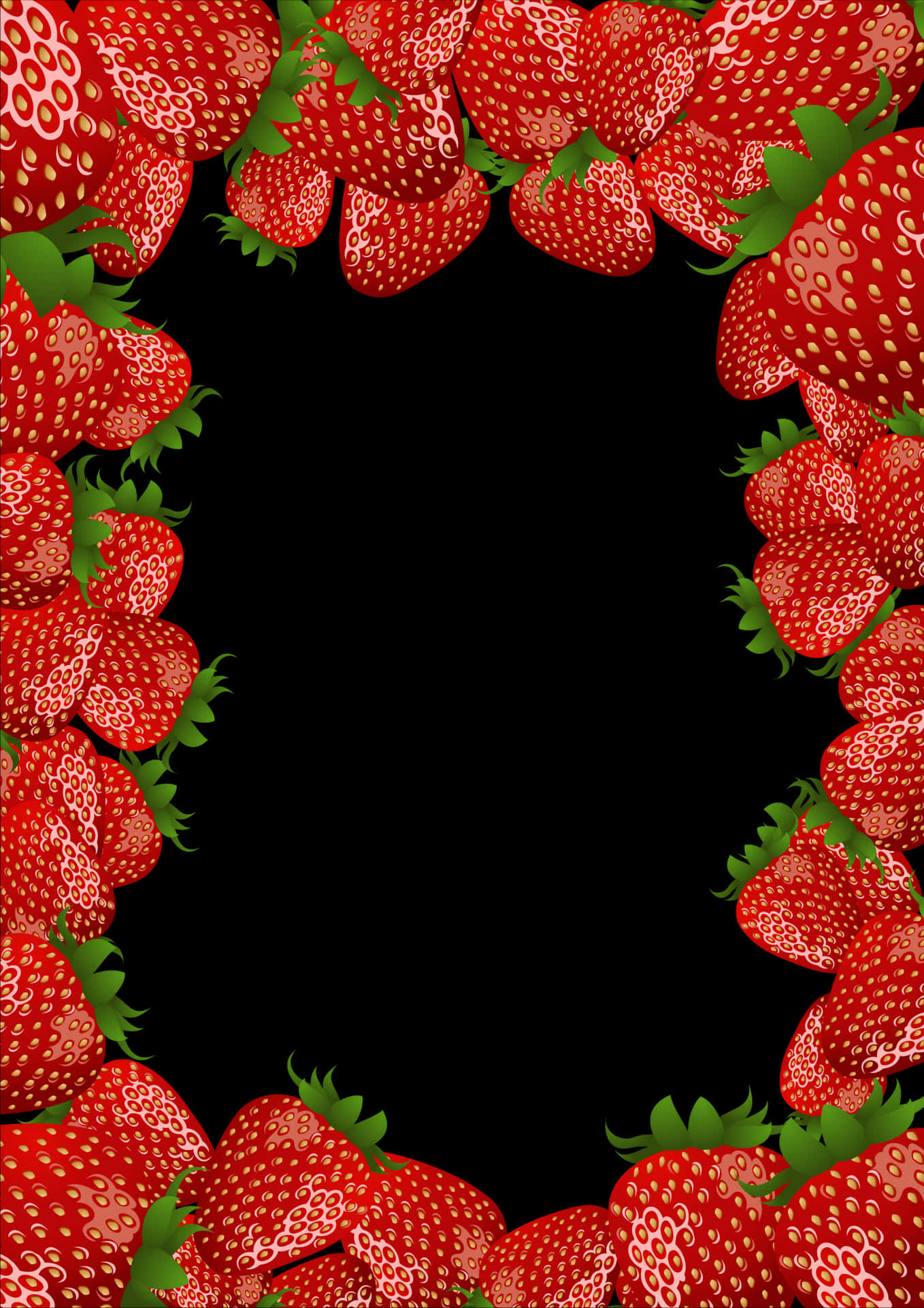 Strawberry Frame Black Background PNG