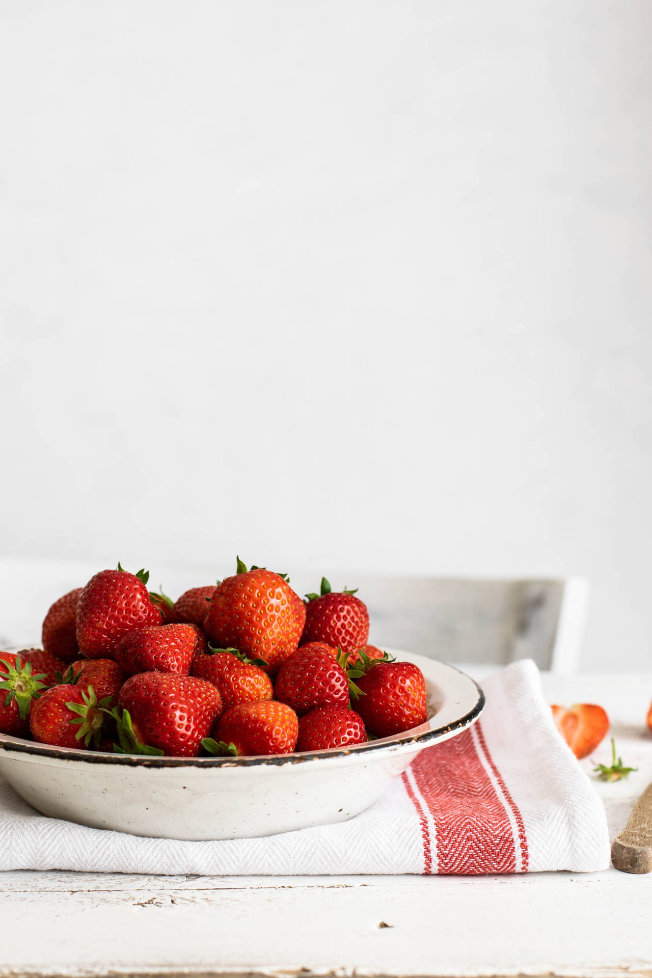 Strawberry Fruit On White Plate Wallpaper