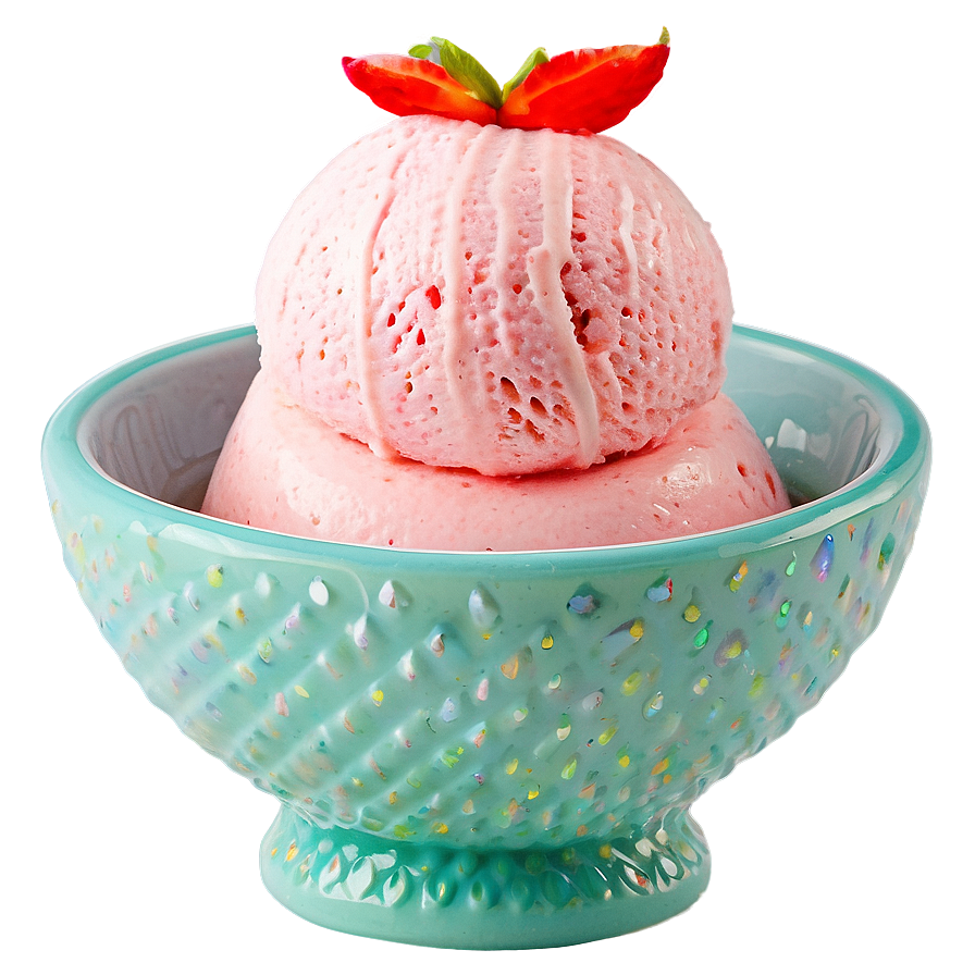 Strawberry Ice Cream Bowl Png 05032024 PNG