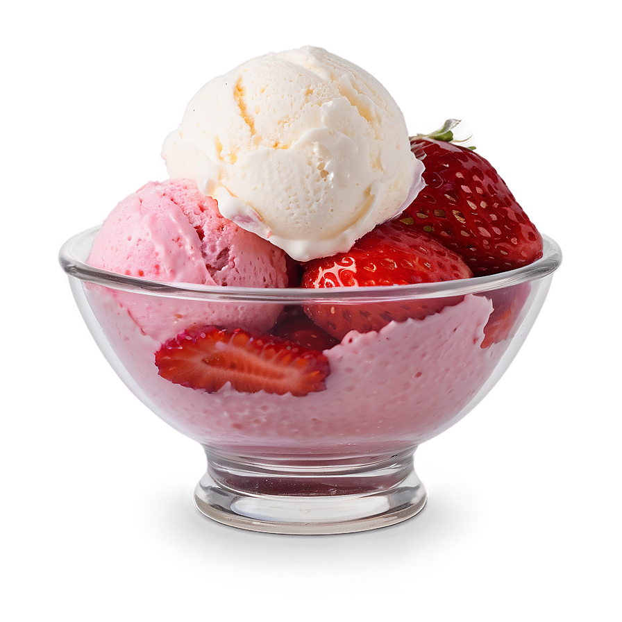 Strawberry Ice Cream Bowl Png Xwl PNG