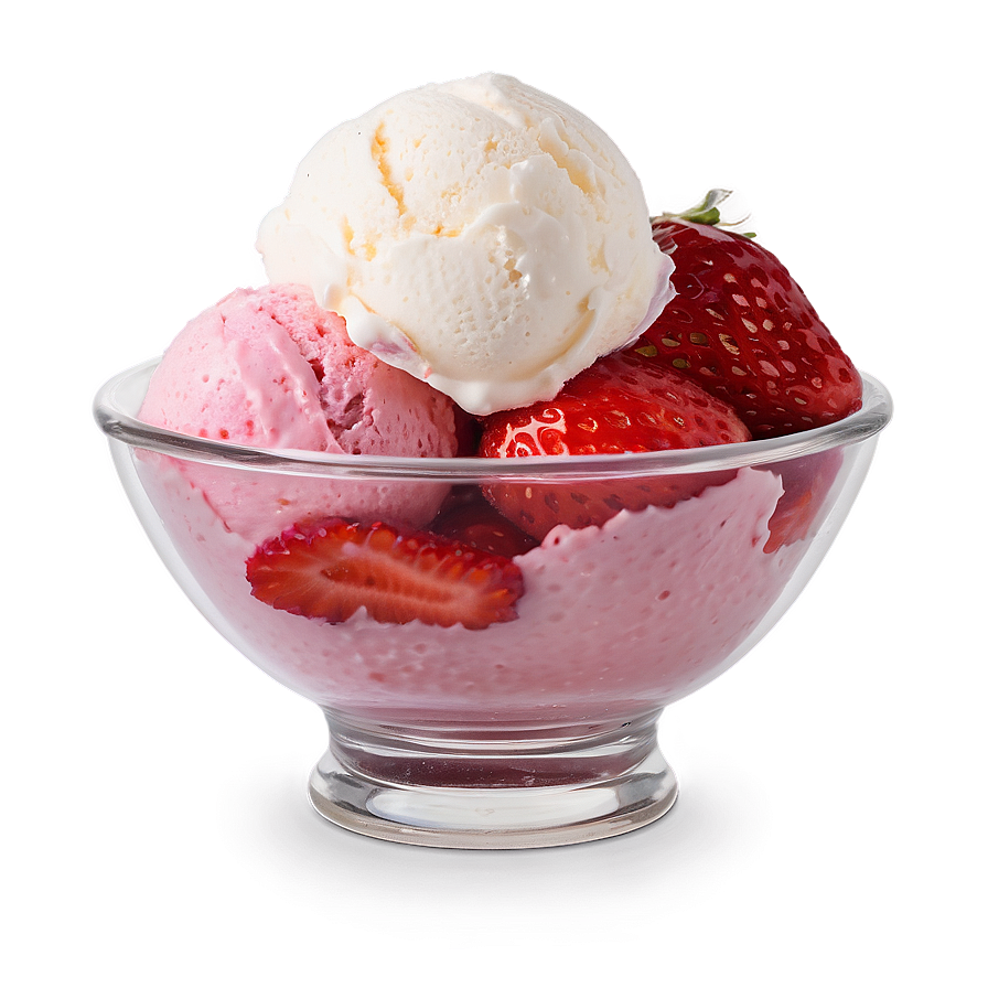 Download Strawberry Ice Cream Bowl Png Xwl | Wallpapers.com