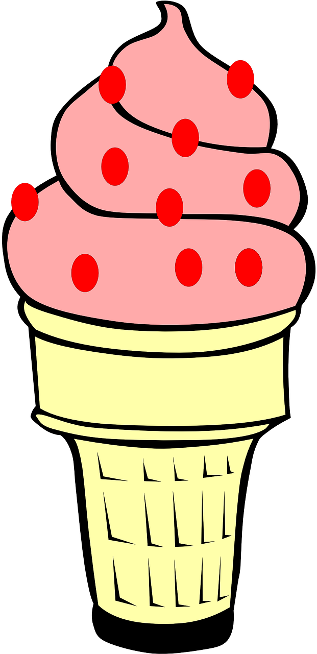 Strawberry Ice Cream Cone Clipart PNG