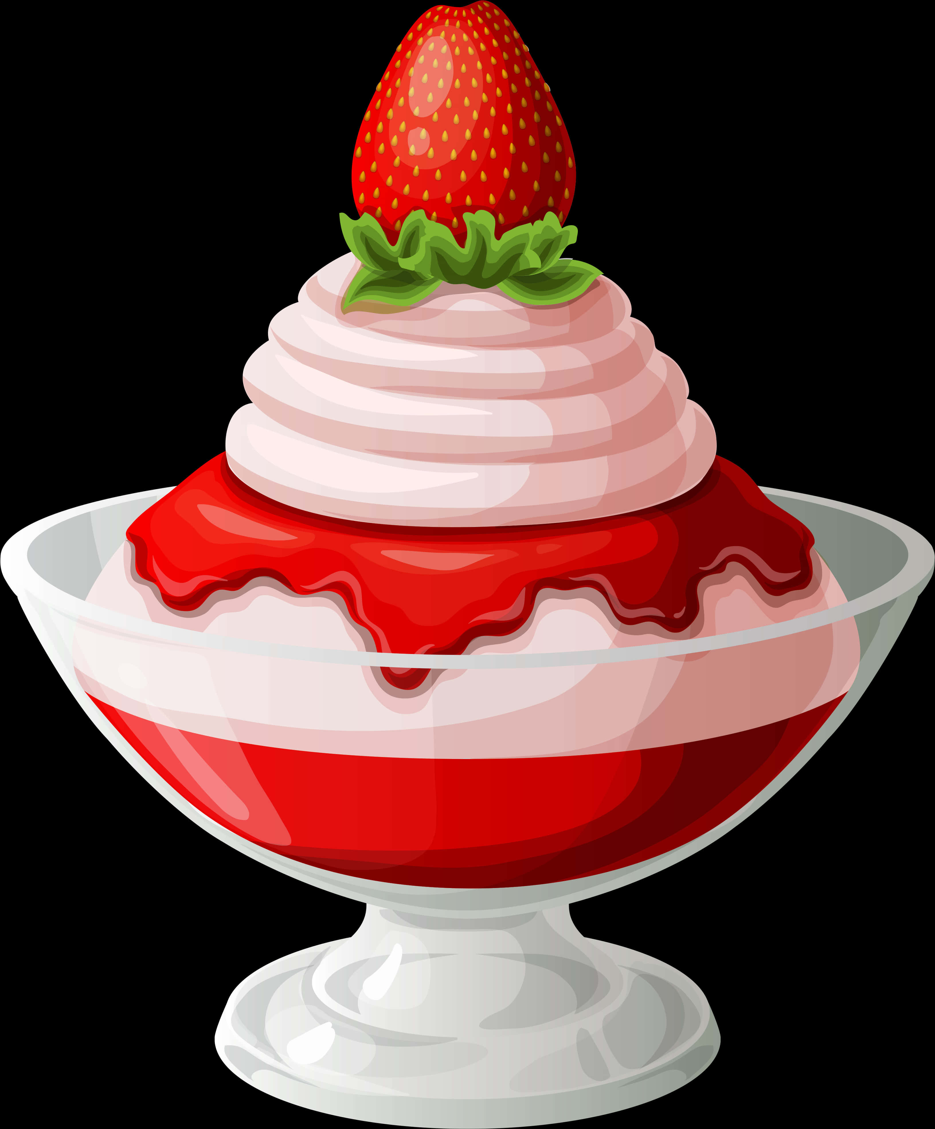 Strawberry Ice Cream Sundae Clipart PNG