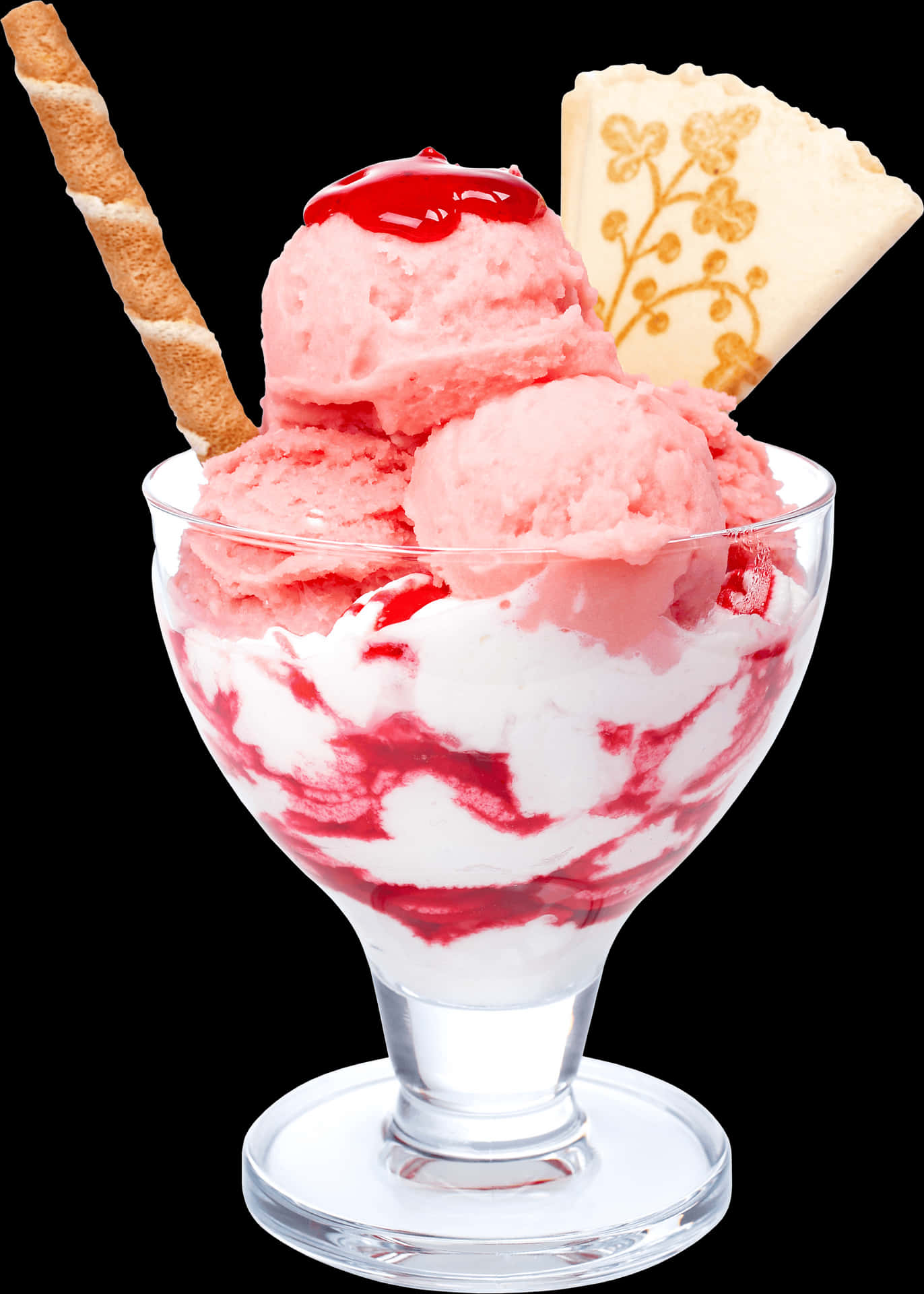 Strawberry Ice Cream Sundaewith Toppings PNG