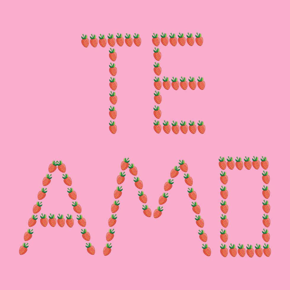 Strawberry Letters Pink Background Wallpaper