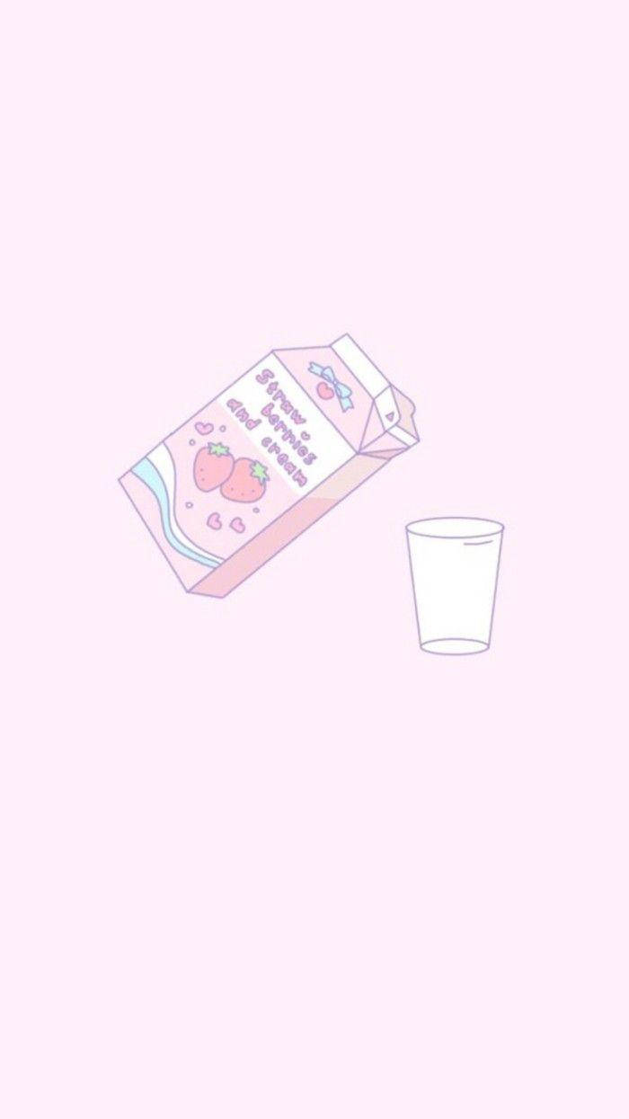 A Pink Cup With A Strawberry In It Wallpaper
