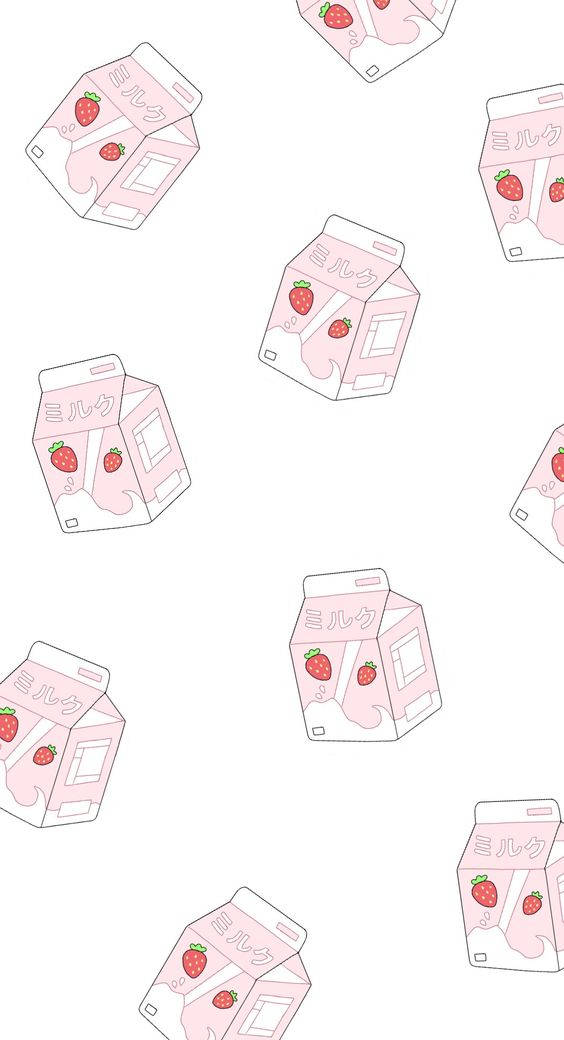 Strawberry Milk Cartons Pattern Wallpaper