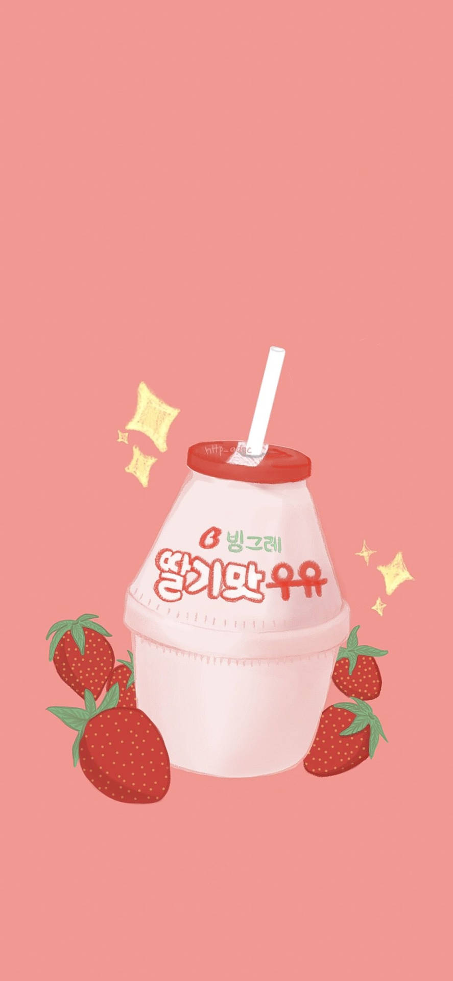 Strawberry Ice Cream With A Straw Wallpaper