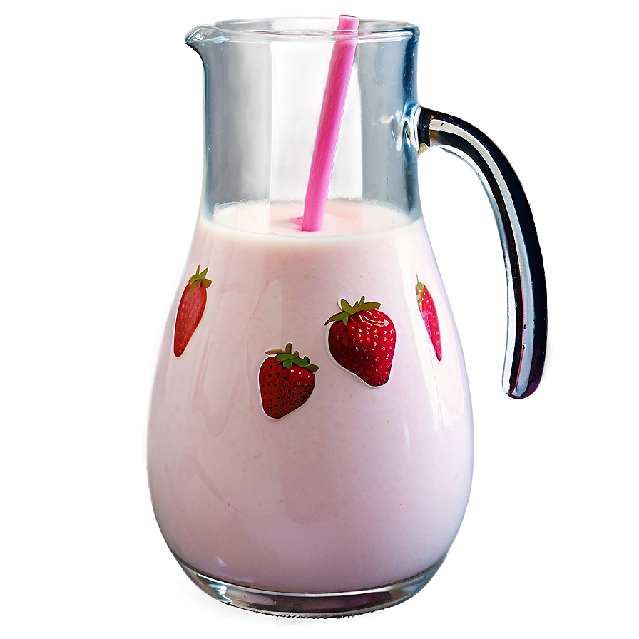 Strawberry Milk In Glass Pitcher Png Jhn PNG