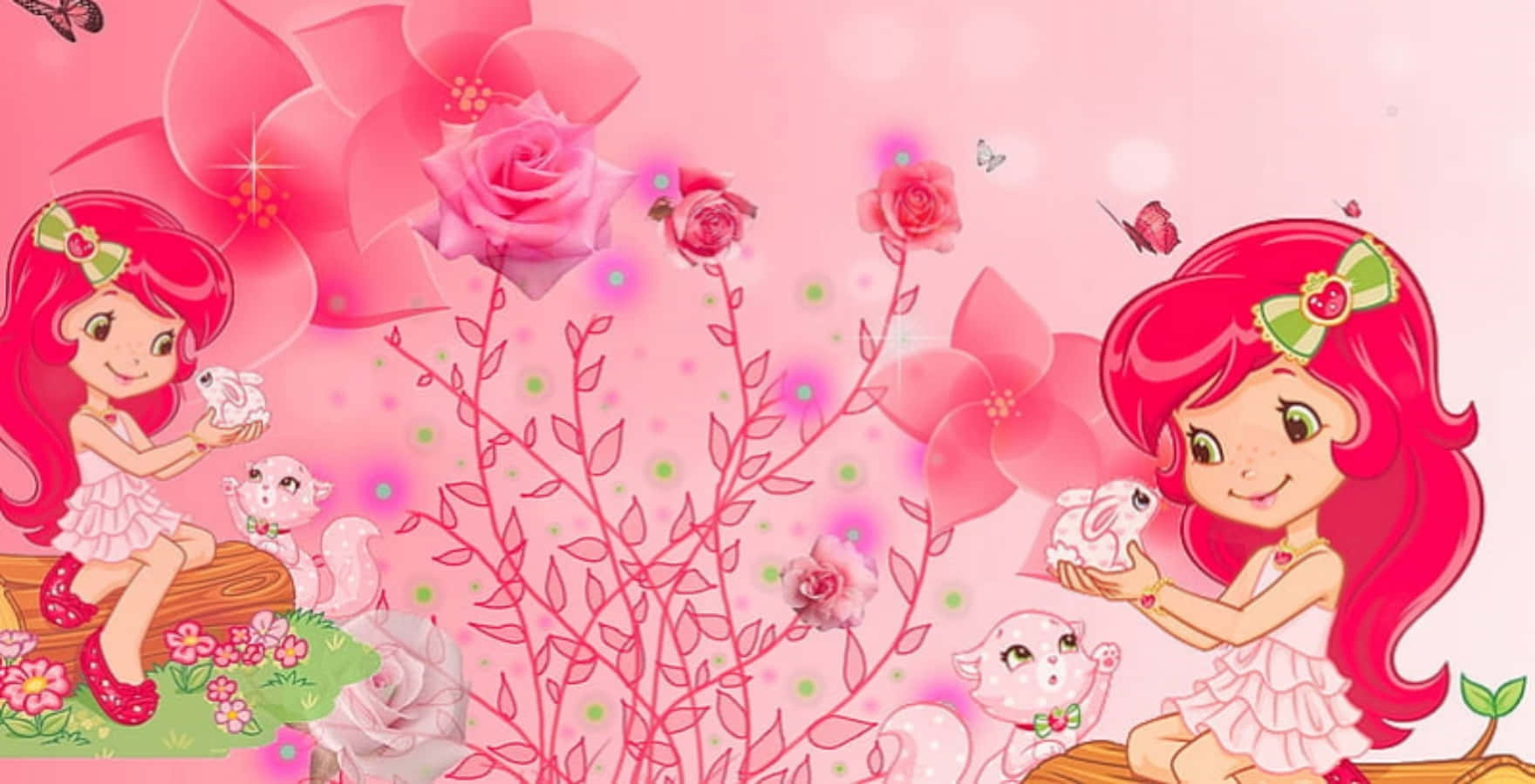 Strawberry Shortcake And Friends In Garden.jpg Wallpaper