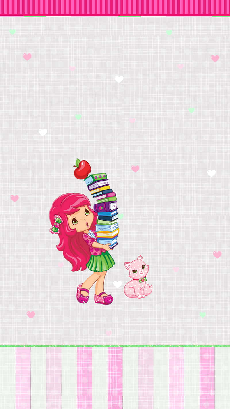 Strawberry Shortcake Booksand Cat Wallpaper Wallpaper