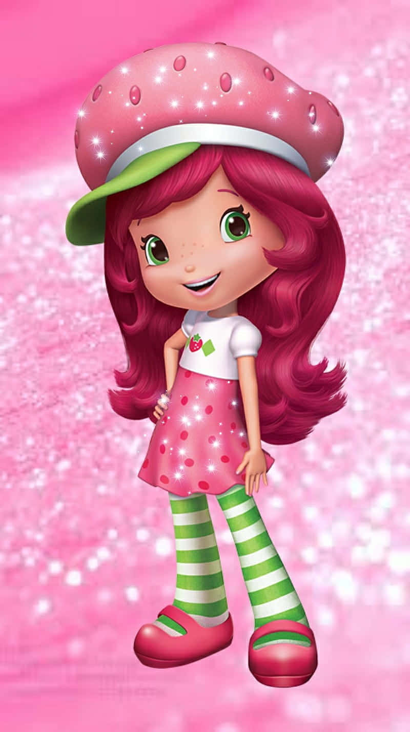 Strawberry Shortcake Character Pink Background Wallpaper