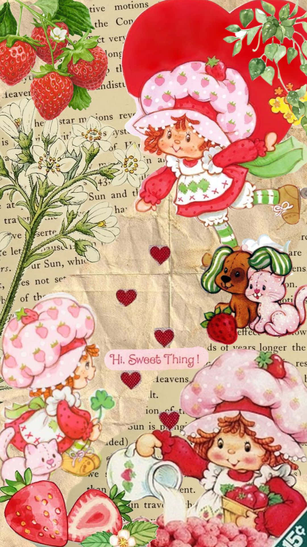 Aardbeien Shortcake Vintage Collage Achtergrond