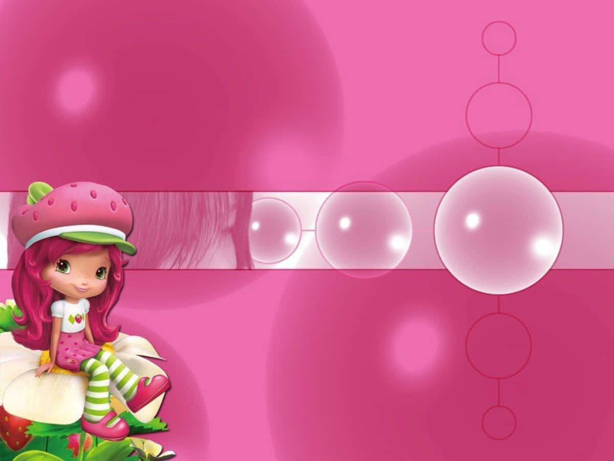 Pink Strawberry Shortcake With Bubbles Wallpaper