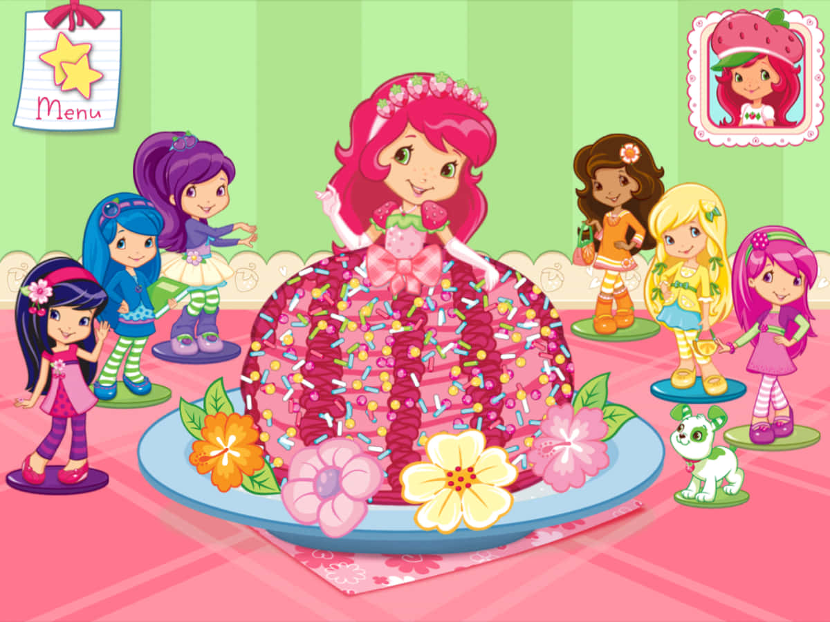 Strawberry Shortcake On Plate With Sprinkles Wallpaper