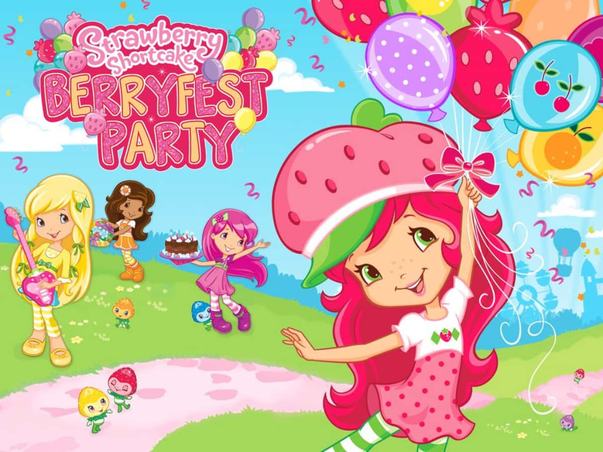 Erdbeerschokoladen-kuchen-beerenfest-party-plakat Wallpaper