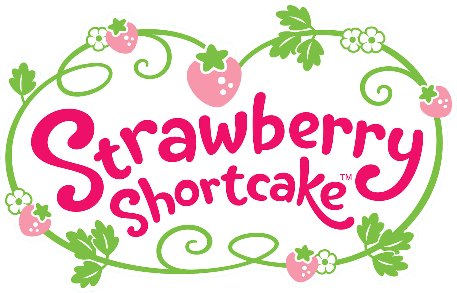 Logode Strawberry Shortcake En Verde Y Rosa. Fondo de pantalla