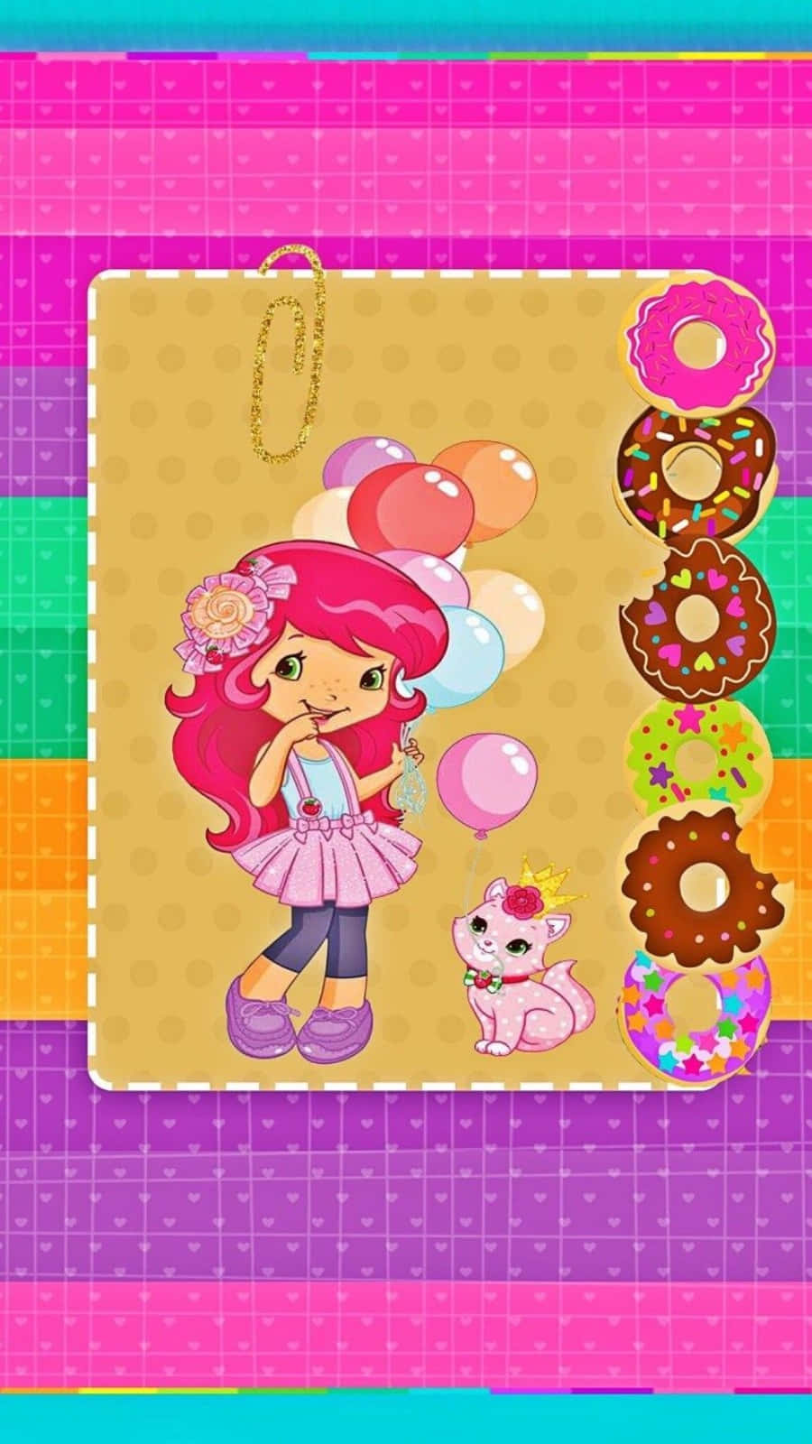 Erdbeerkuchenmit Rosa Katzen-donut Wallpaper