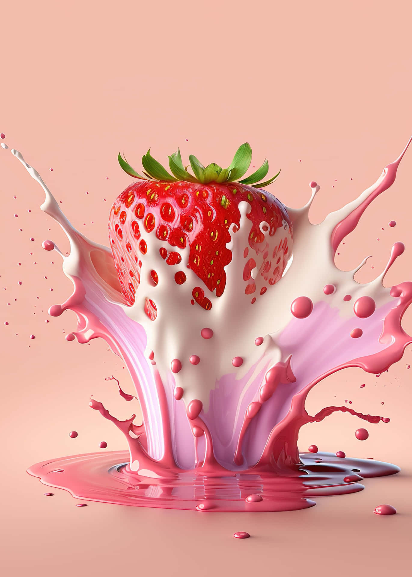 Strawberry Splashin Pink Milk Wallpaper