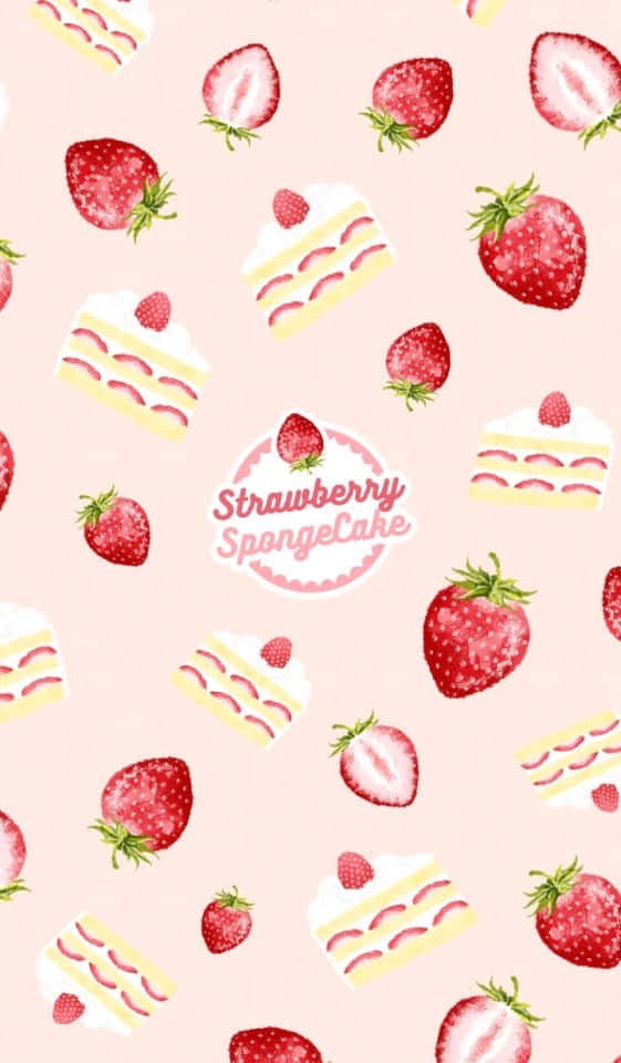 Strawberry Sponge Cake Pattern Wallpaper