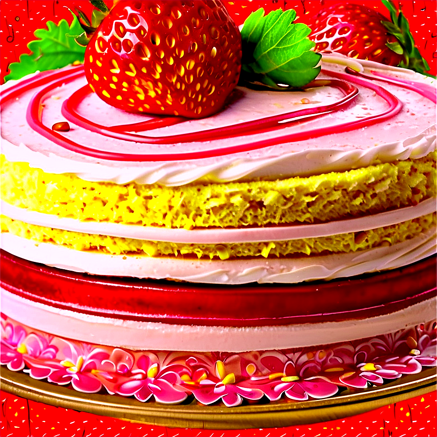 Strawberry Sponge Cake Png Aop PNG