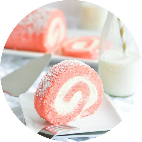 Strawberry Swirl Roll Cake PNG