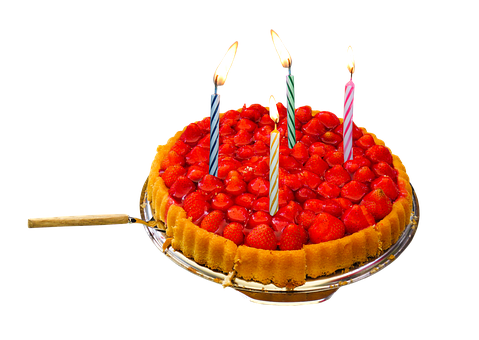 Strawberry Tart Birthday Celebration PNG
