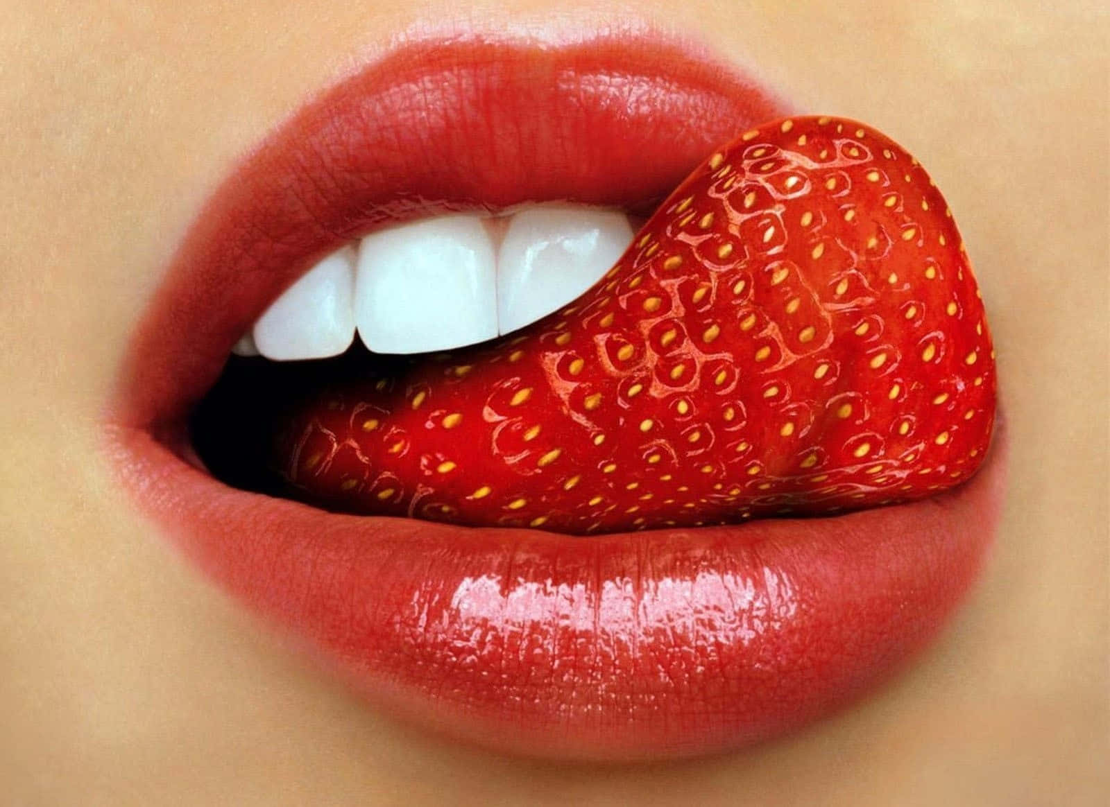Strawberry Tongue Out Wallpaper
