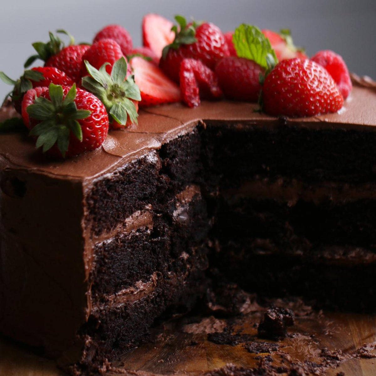 Strawberry Topped Chocolate Cake Wallpaper