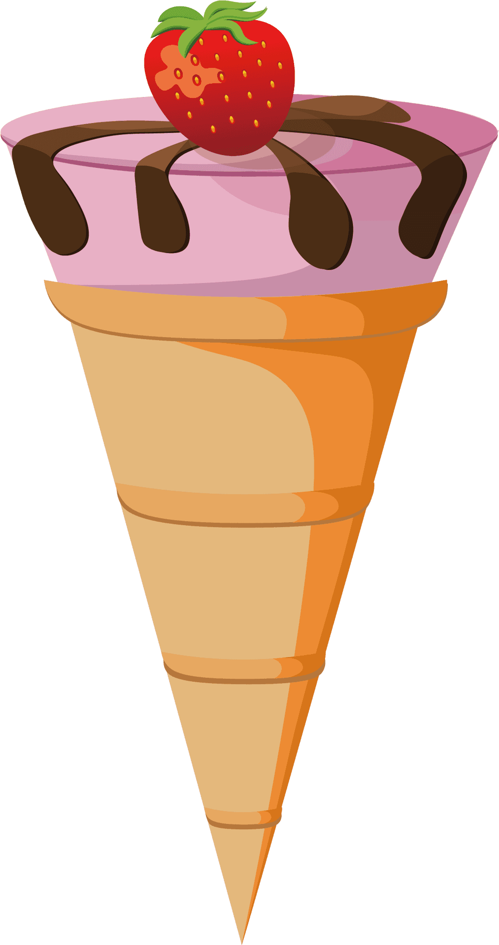 Strawberry Topped Ice Cream Cone Illustration PNG