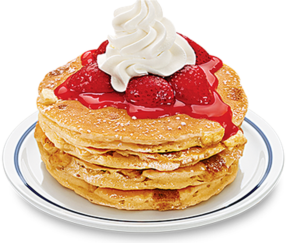 Strawberry Topped Pancakeswith Whipped Cream PNG