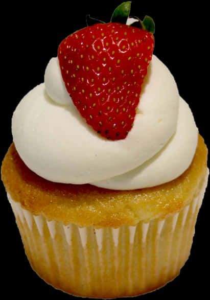 Strawberry Topped Vanilla Cupcake PNG