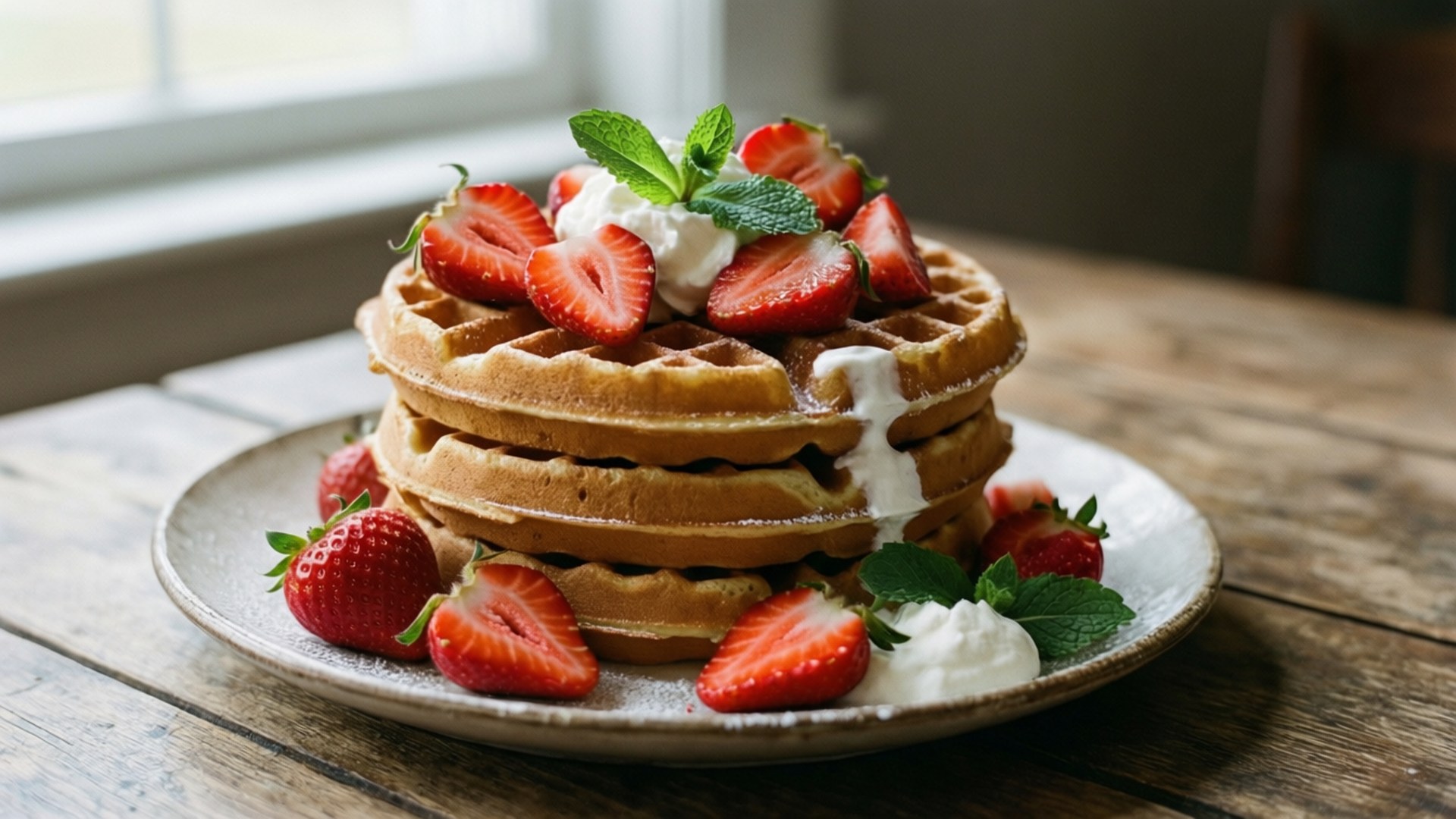 Erdbeer-Waffel-Stapel Wallpaper