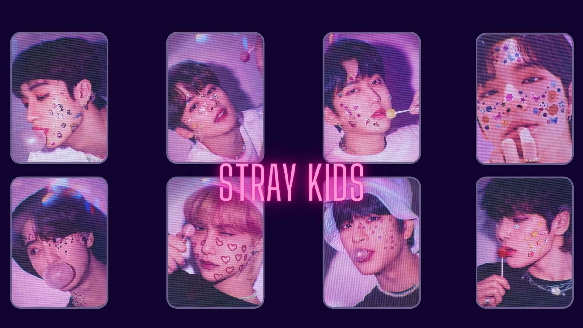 Stray Kids Glitter Faces Collage Wallpaper