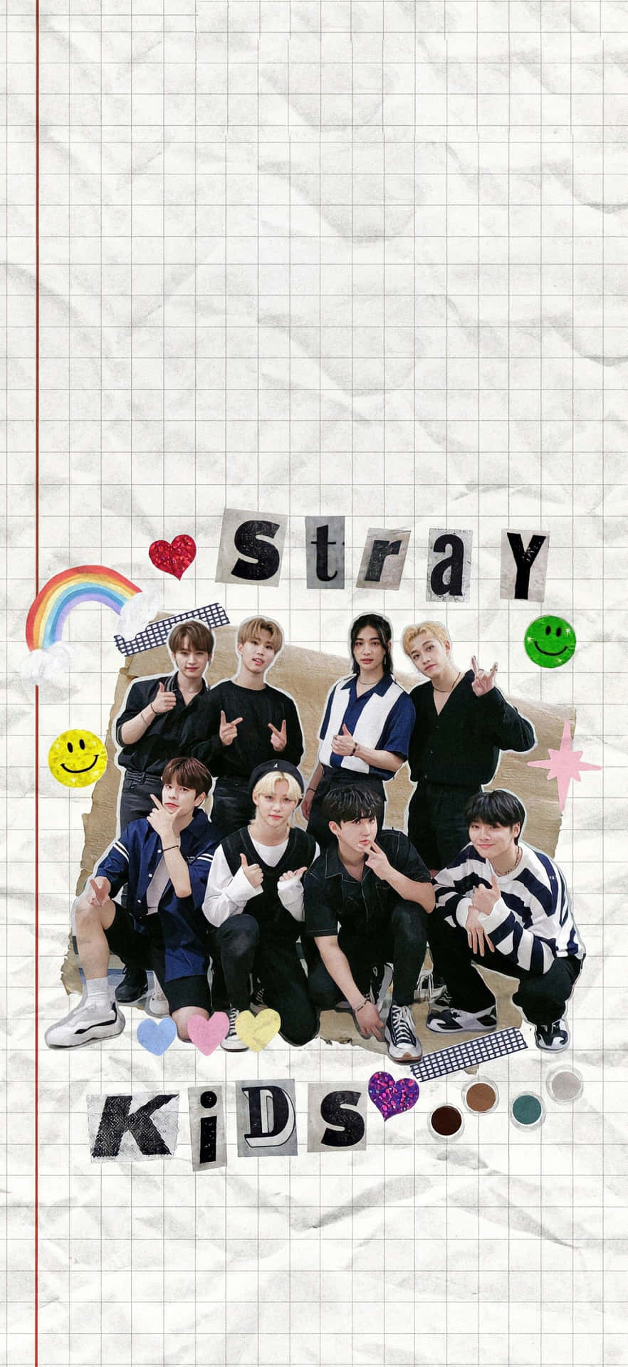 Stray Kids Group Collage Aesthetic Wallpaper Wallpaper