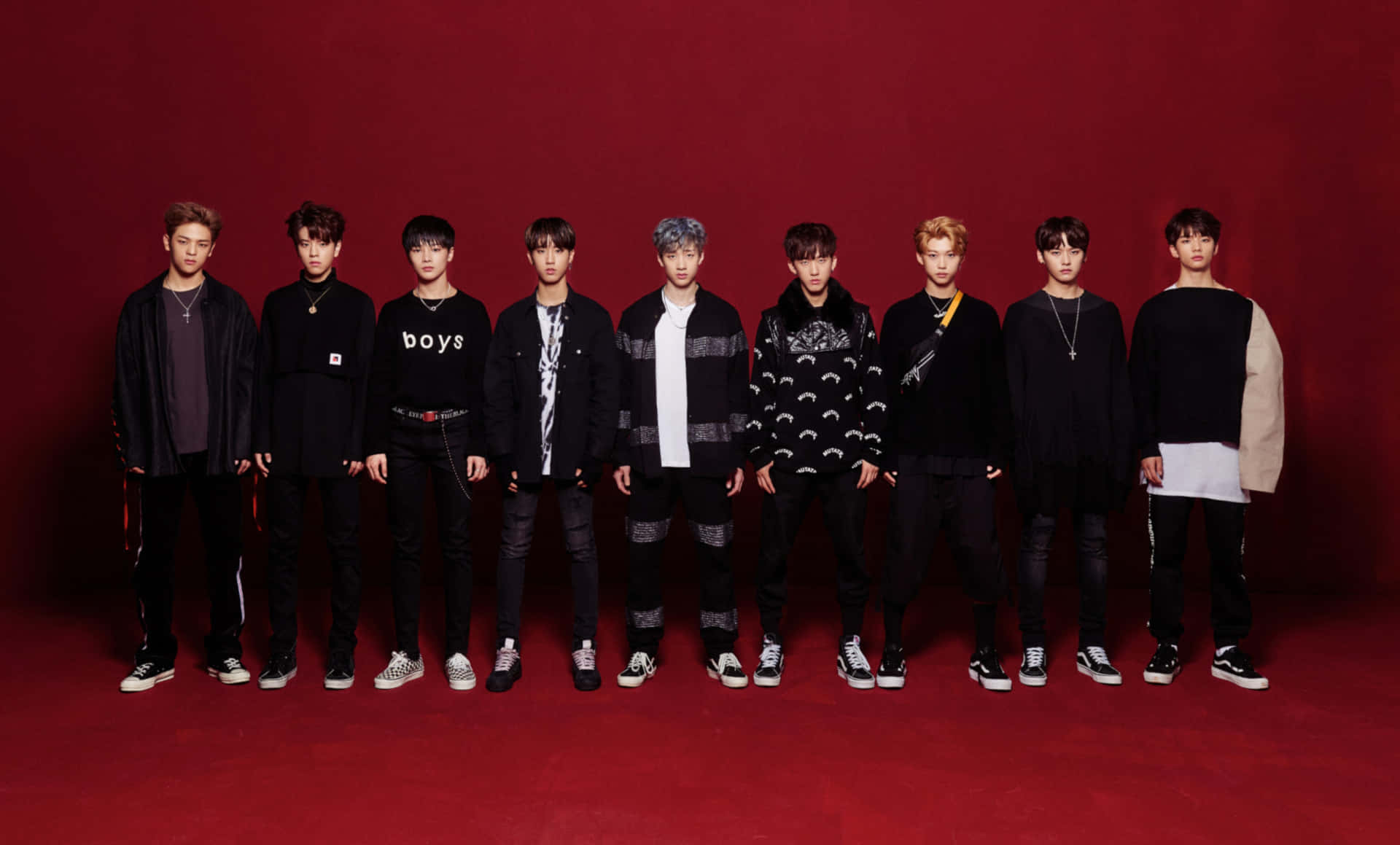 Stray Kids Group Red Backdrop Wallpaper