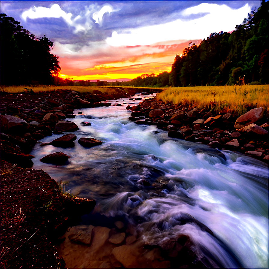 Stream At Sunset Png Oab5 PNG