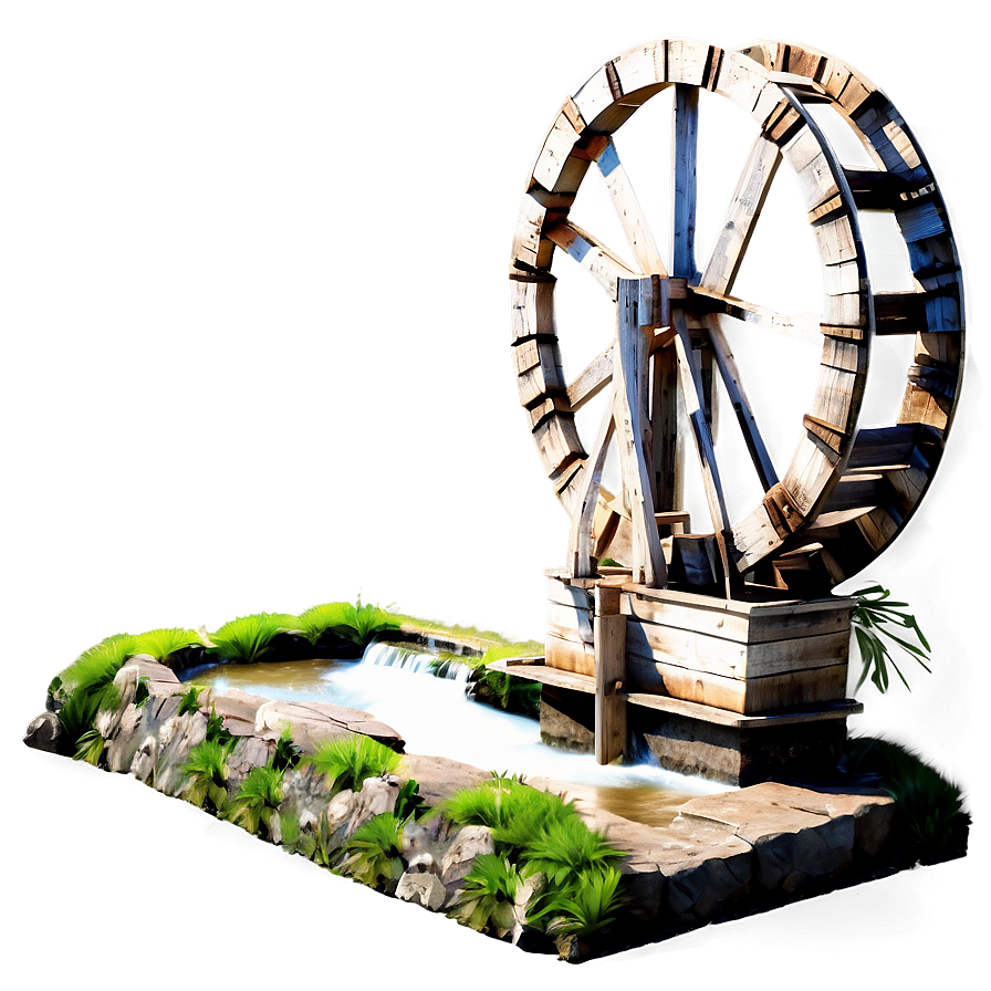 Stream With Waterwheel Png 2 PNG