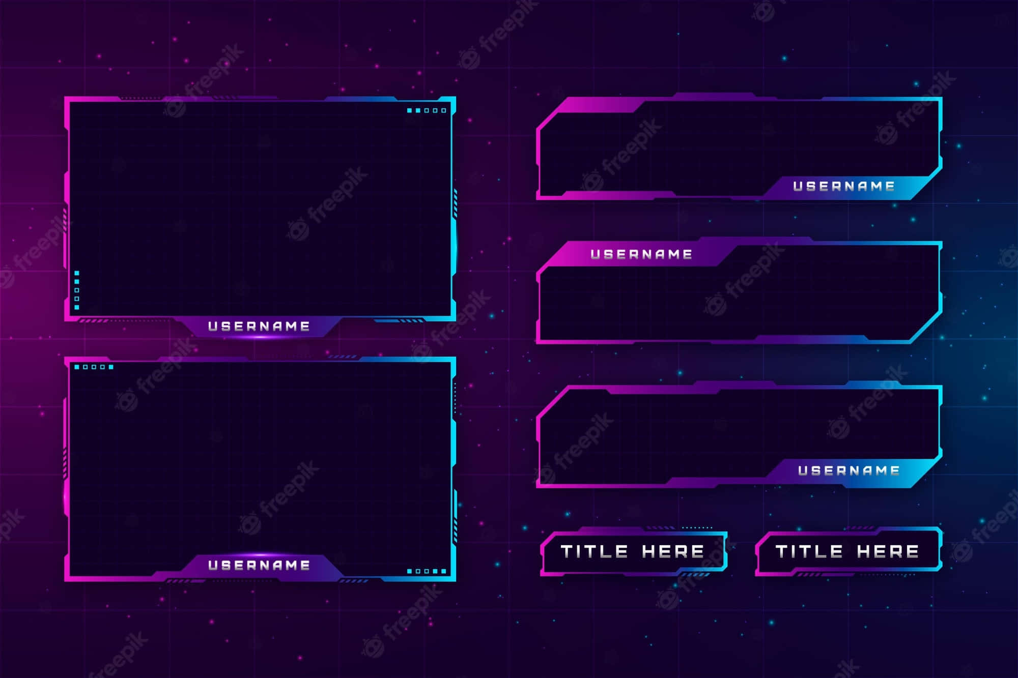A Set Of Game Frame Elements With Neon Colors Wallpaper