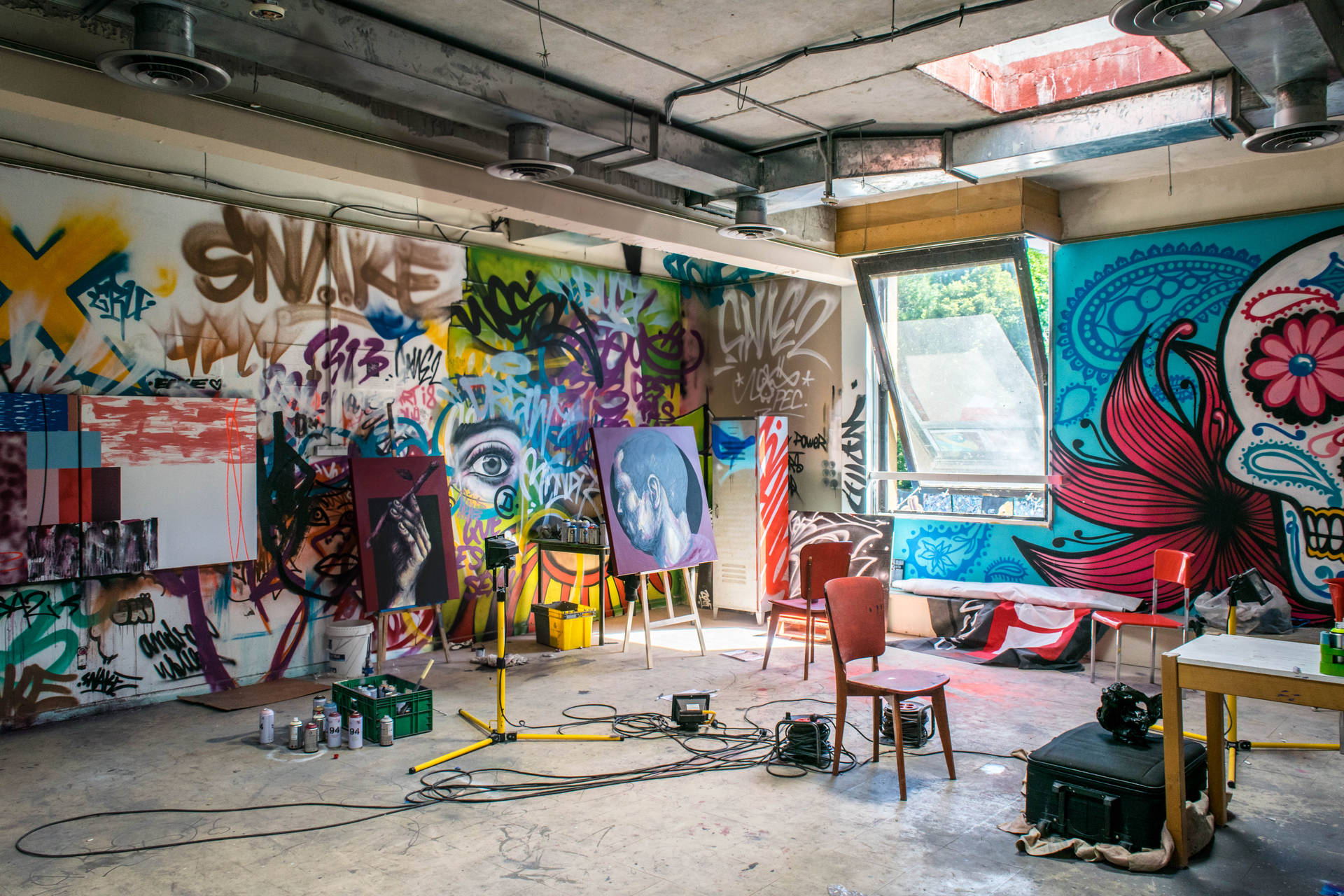 Street Art Studio In Building Background