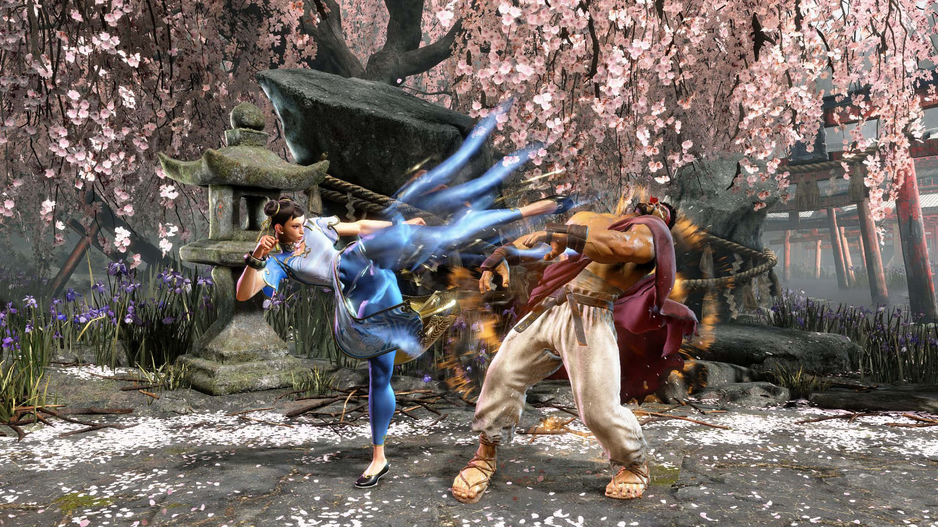 The intense action of Street Fighter, a classic fighting game