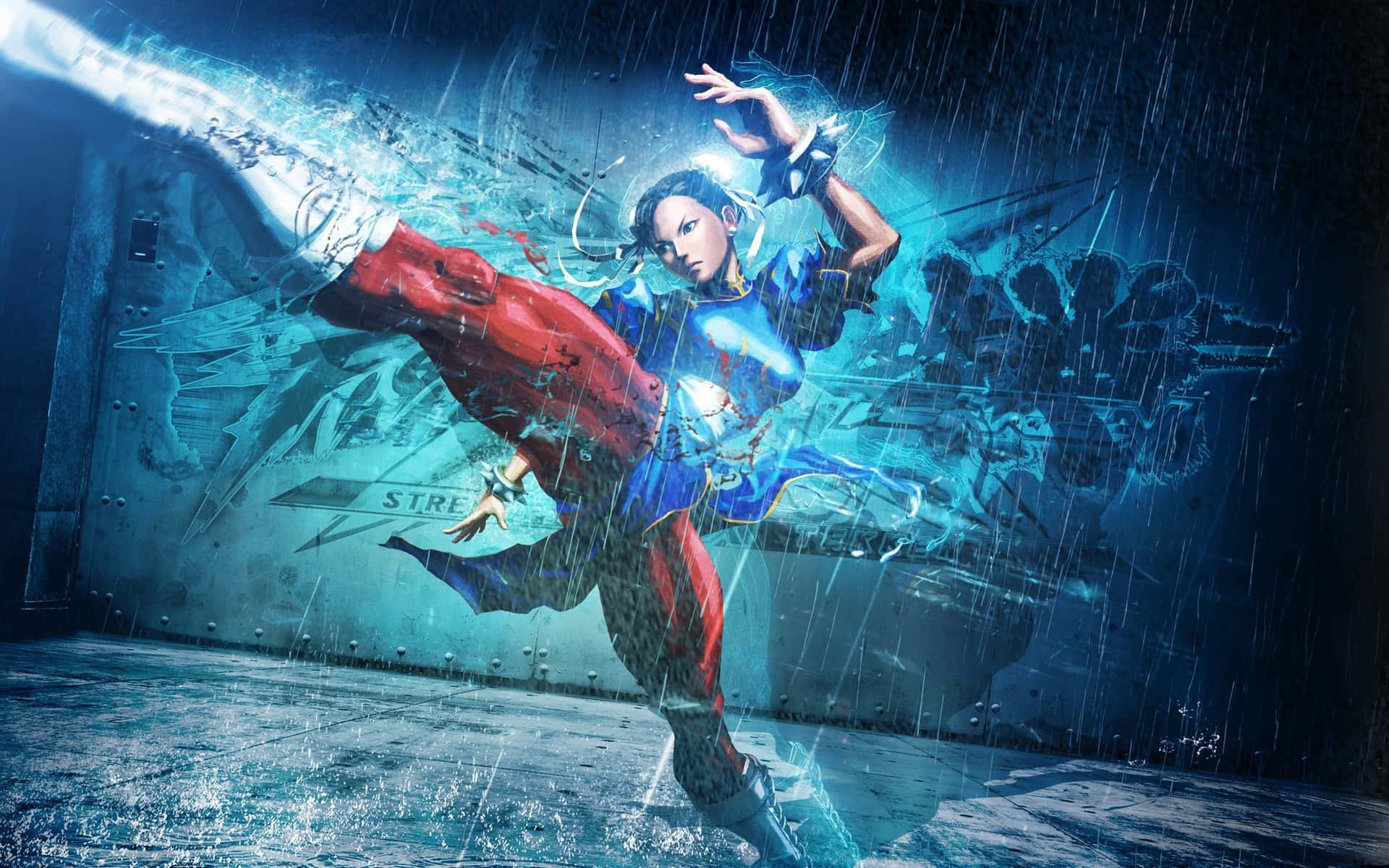 Streetfighter 4k Chun-li Lightning Kick Blir En Fantastisk Datorskärms- Eller Mobilbakgrund! Wallpaper
