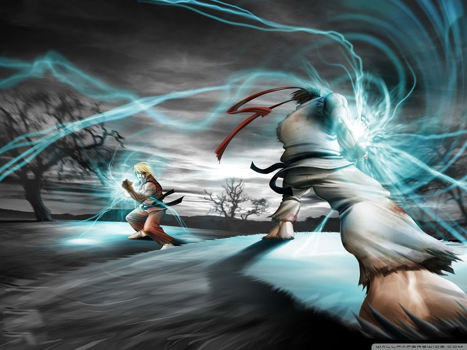 !Klar til at kæmpe: En spændende kamp af 'Street Fighter 4K'! Wallpaper