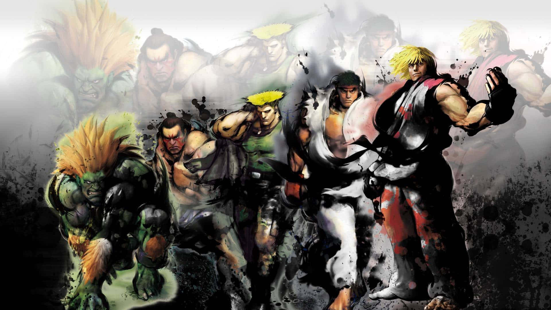 Personajesicónicos De Street Fighter En Acción Fondo de pantalla