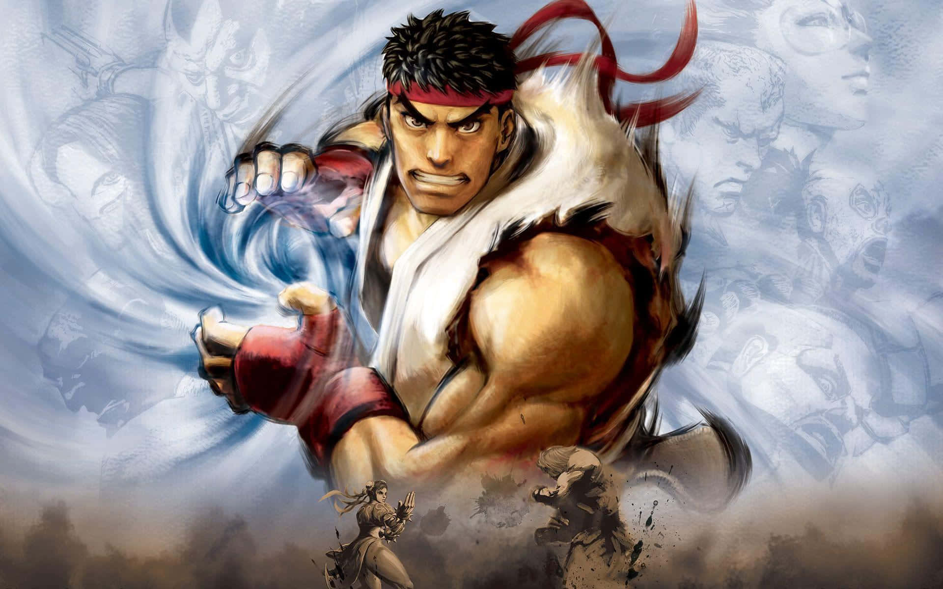 Epic Street Fighter Characters in Action Wallpaper