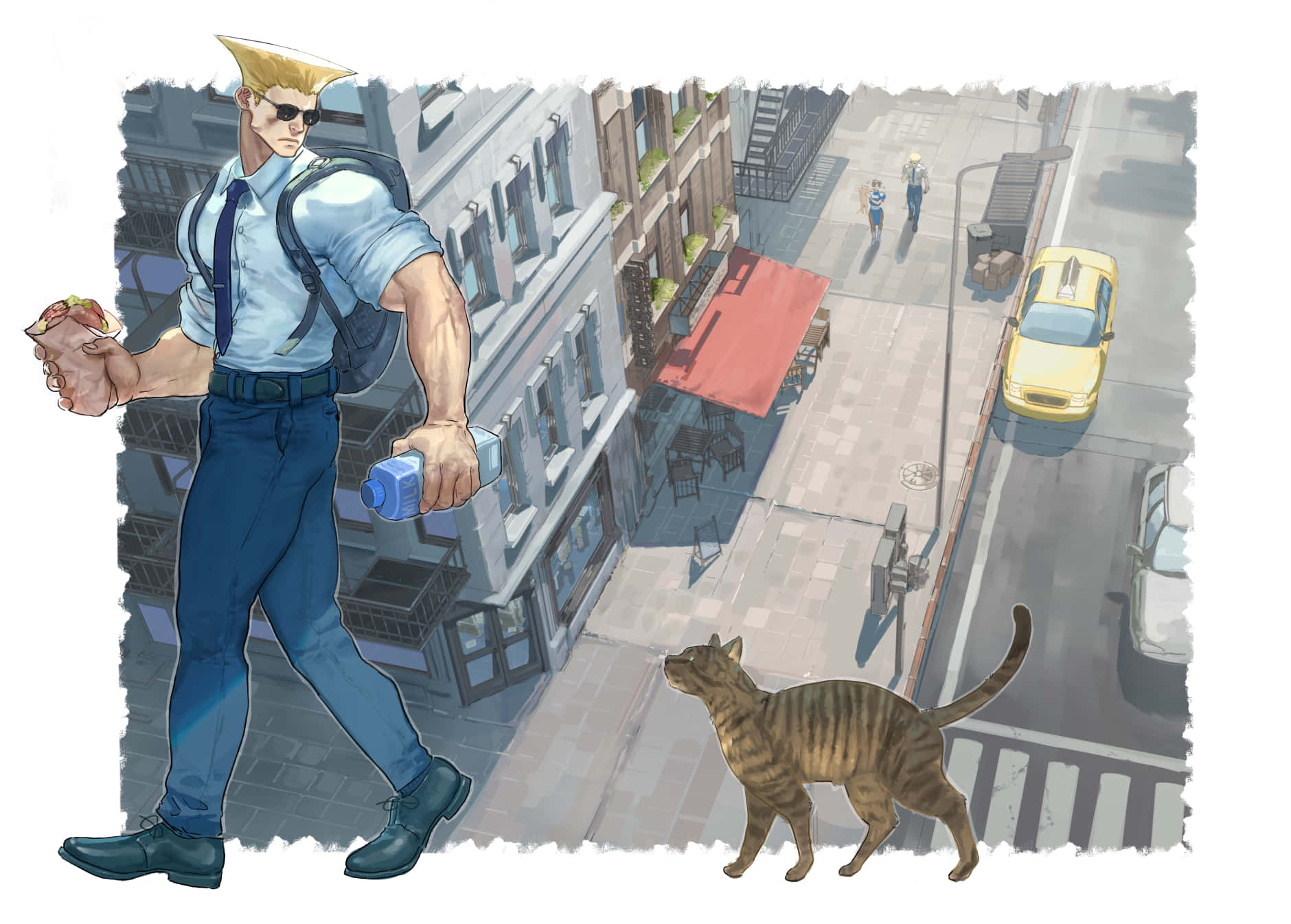Street Fighter Guile Casual Stroll Wallpaper
