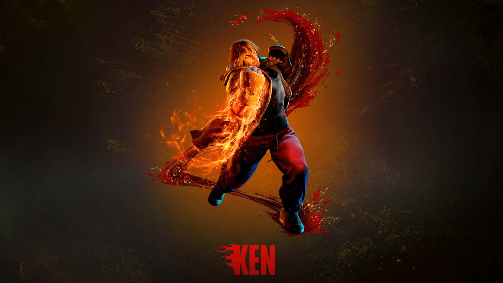 Street Fighter Ken Flaming Dragon Punch Wallpaper