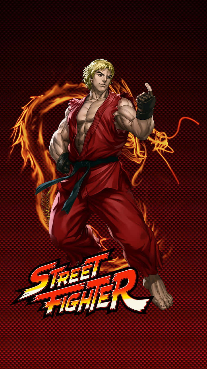 Street Fighter Ken Masters Flaming Dragon Wallpaper